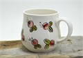Чашка кружка керамическая "Брусника" 350 мл - ручная работа, литье, роспись 2864